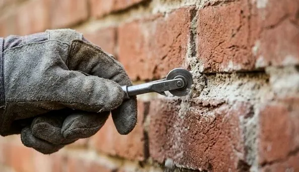Brick joints being repointed