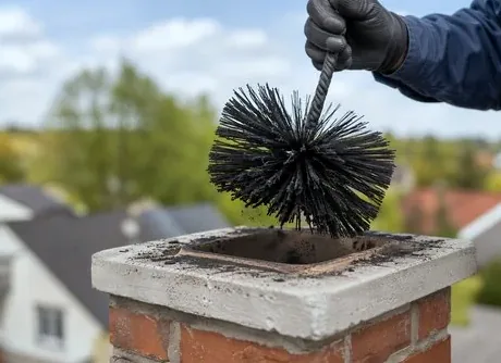 Chimney brush in a flue in Granville