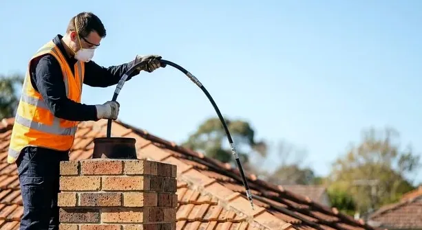 Stainless chimney liner being installed in Westerville